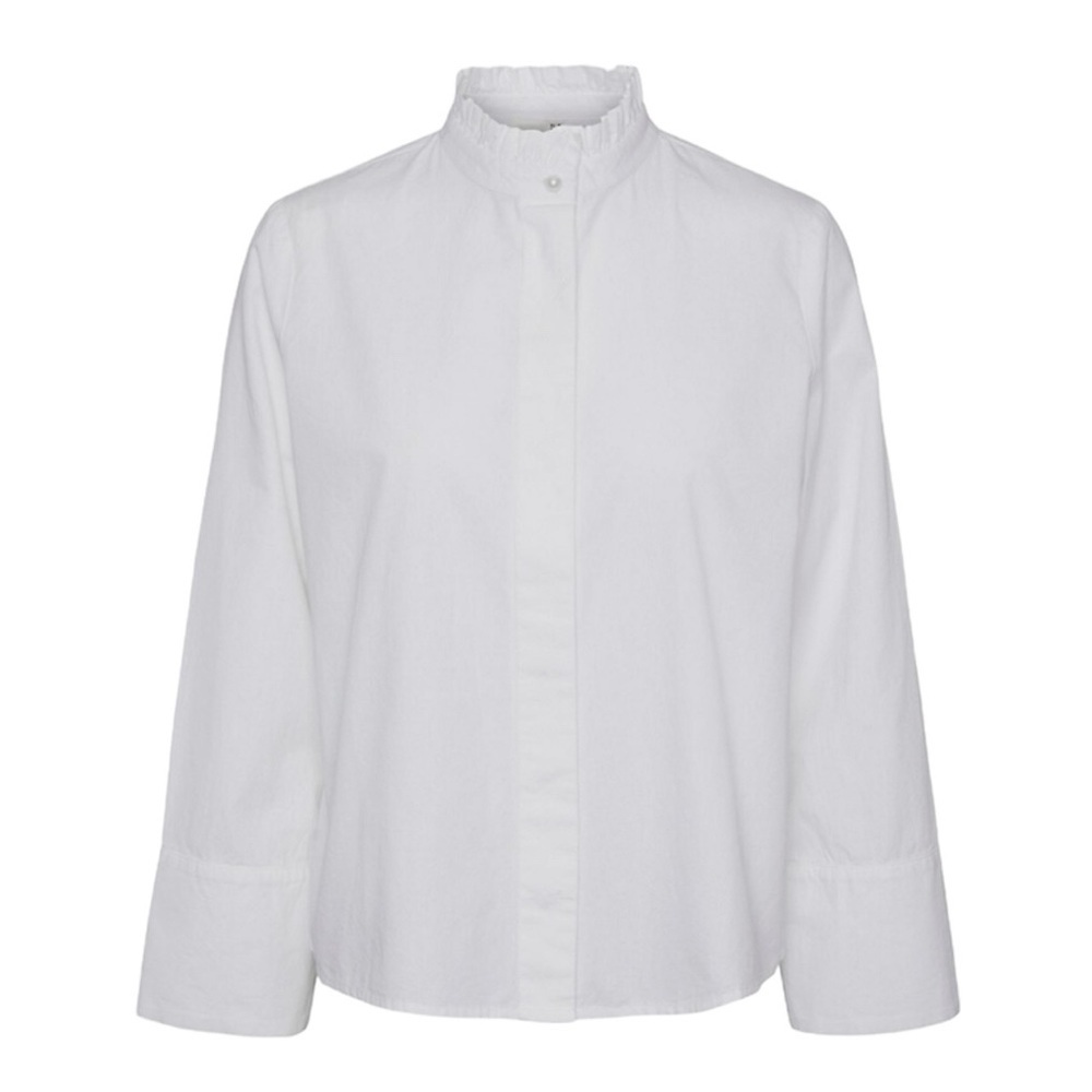 Yas NWT Kim Ruffled Mockneck Shirt in White Size XS NEW